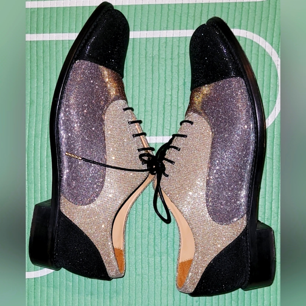 Office of Angela Scott EU 38.5 US 8.5  Black, Tan and Gold Metallic Oxford Shoes